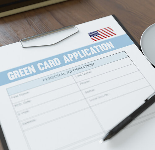 US Green Card Application Form. 3d Render