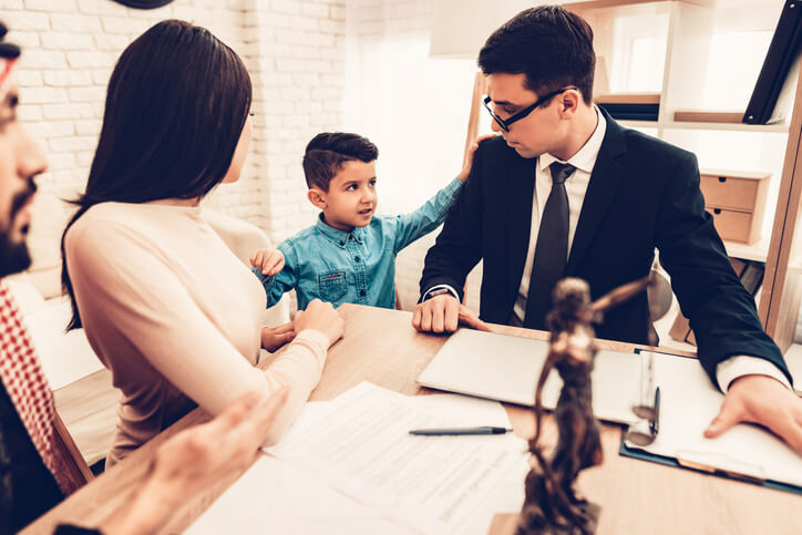 Lawyer with parent and child